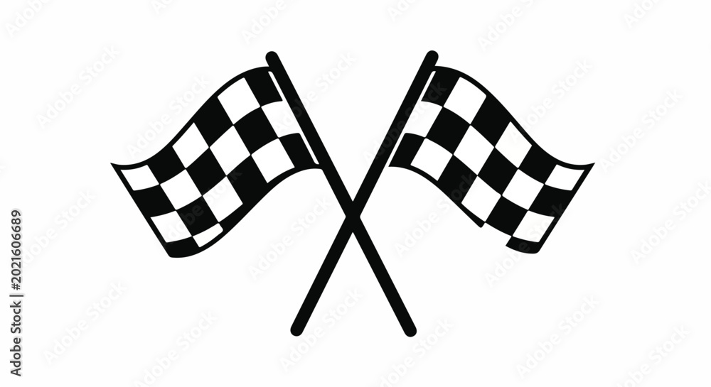 Fototapeta premium Two Crossed Checkered Flags Symbolizing the Start or Finish Line of a Race, Competition, or Goal Achievement