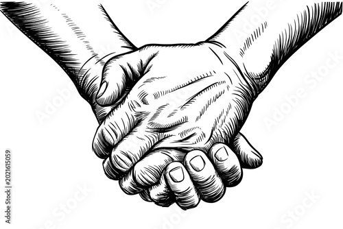 Two hands holding each other tightly