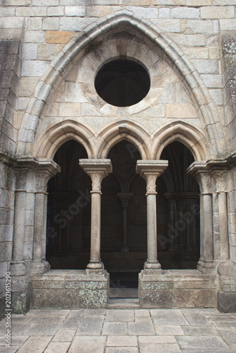 Gothic stone arches and cloisters of the Porto Cathedral