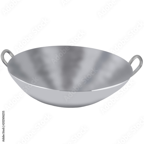 Stainless Steel Wok with Dual Handles Illustration