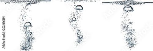 Photography Isolated Rising Underwater Bubbles Set Sparkling Air Fizz and Carbonation Stream