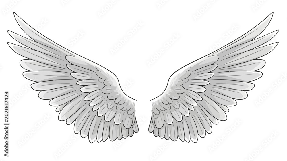 Fototapeta premium Detailed Illustration of Angel Wings.