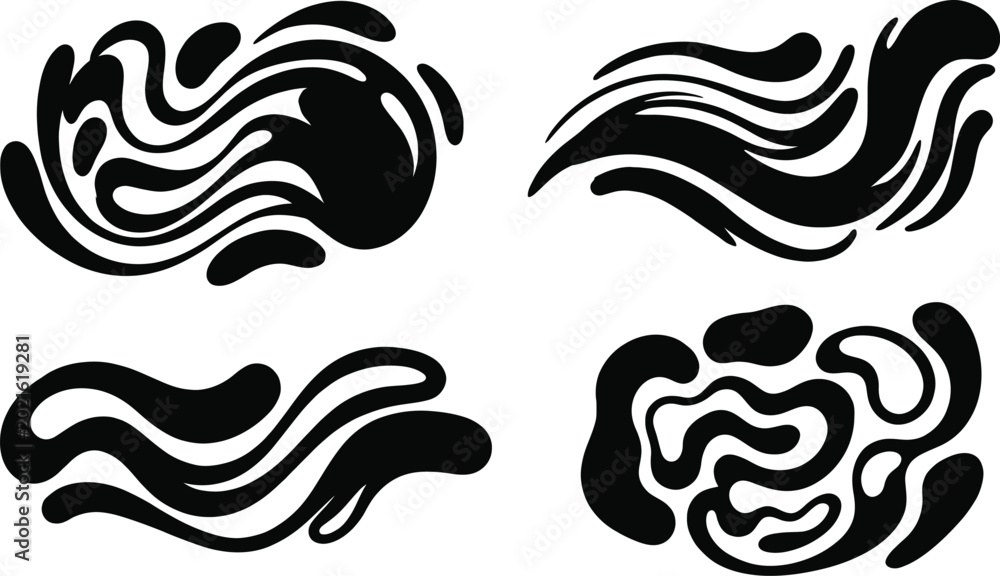 Fototapeta premium Abstract organic shapes pack fluid lines modern design elements for graphic projects