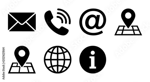 Contact Icons Set: Email, Phone, Web, Location, Info Graphics