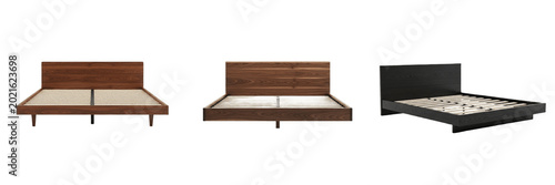 Bild auf Leinwand Wooden bed frame furniture template premium PNG stock photo, realistic classic t