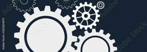 Technology background with rotating geometric gears decoration. Industrial concept mechanism gears vector. Gear background with empty space for text. Suitable for banner and advertising. VOL.3