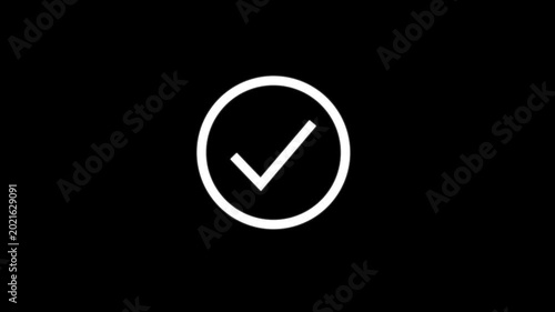 check mark icon animated on the black background. motion graphic of check mark icon concept . 4k animation motion video