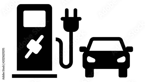 Electric car charging station icon