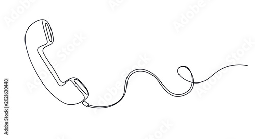 Fotografía Retro telephone receiver continuous line drawing, vintage communication concept