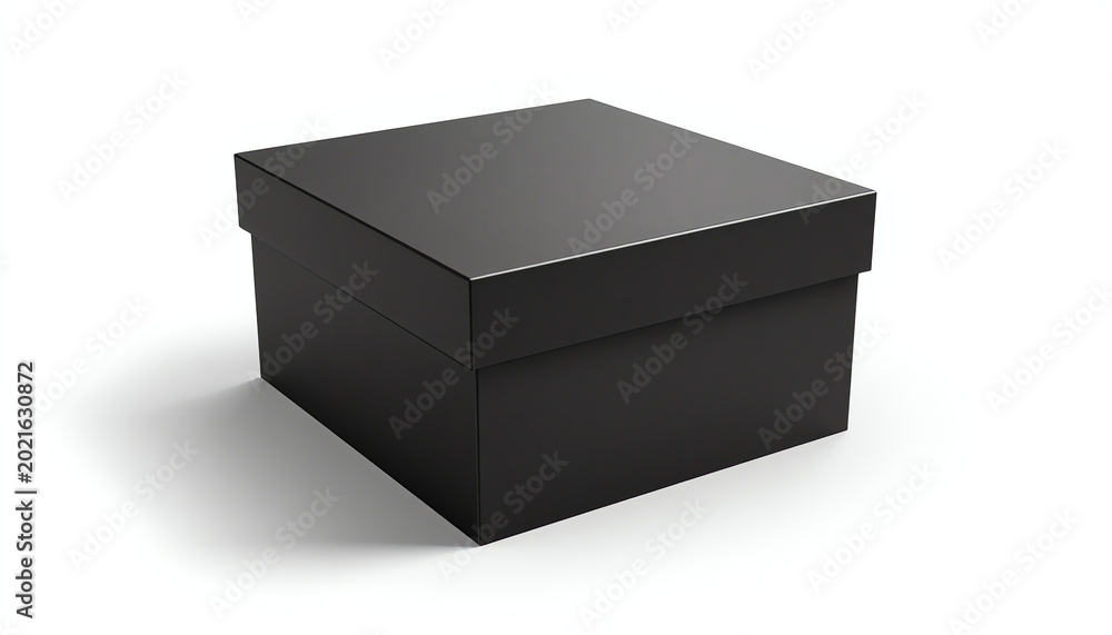 Naklejka premium One black shoe square box isolated on white background with clipping path
