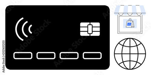 Bild auf Leinwand Contactless payments, e-commerce, retail transactions, global trade, digital economy, banking