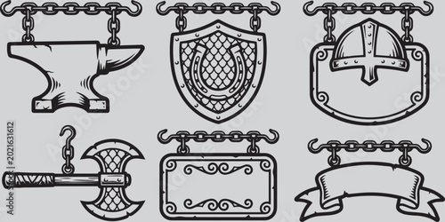 Tableau sur toile Artisan Emblems: A collection of meticulously crafted emblems, each embodying the spirit of traditional artistry and craftsmanship