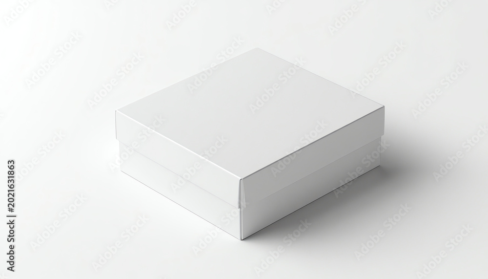 Fototapeta premium White wide horizontal rectangle blank box from top side far angle (1)