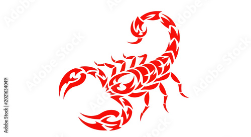 Cuadro en lienzo Scorpio Zodiac Sign Tribal Tattoo Design Red Tribal Scorpion Illustration