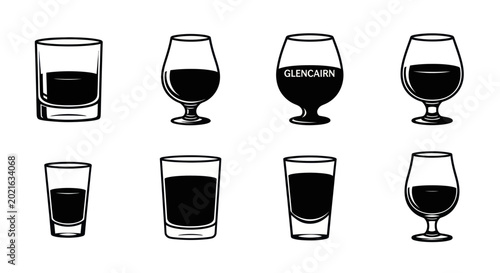 Photos Whiskey Glasses Assortment: Shot, Tumbler, Glencairn, Brandy Snifter