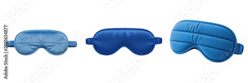 Bild auf Leinwand Isolated Blue Silk Sleep Mask Soft Blindfold Night Eyemask Travel Relaxation Acc
