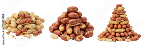 Tableau sur toile Isolated Heap of Roasted Peanuts in Shell Raw Groundnuts Pile Healthy Snack Ingr