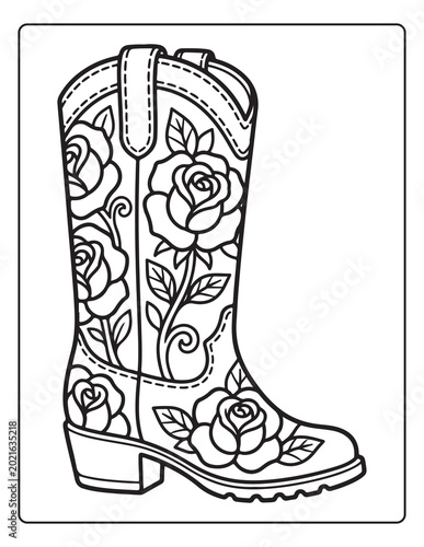 floral boots coloring pages for kids