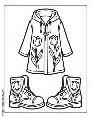 floral boots coloring pages for kids