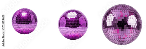 Canvastavla Vibrant Purple Disco Ball Glossy Spherical Party Decoration Mirror Effect Retro