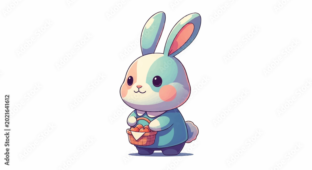 Obraz premium Cute Easter Bunny Holding a Basket.