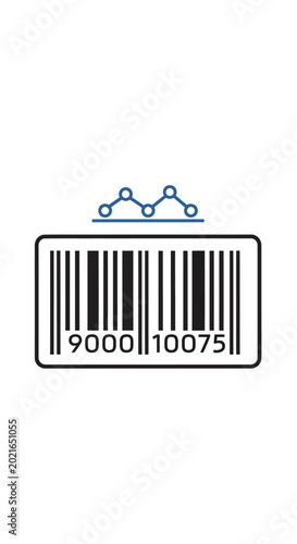Barcode with data line graph icon on white background