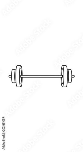 Barbell icon for fitness and weightlifting on white background