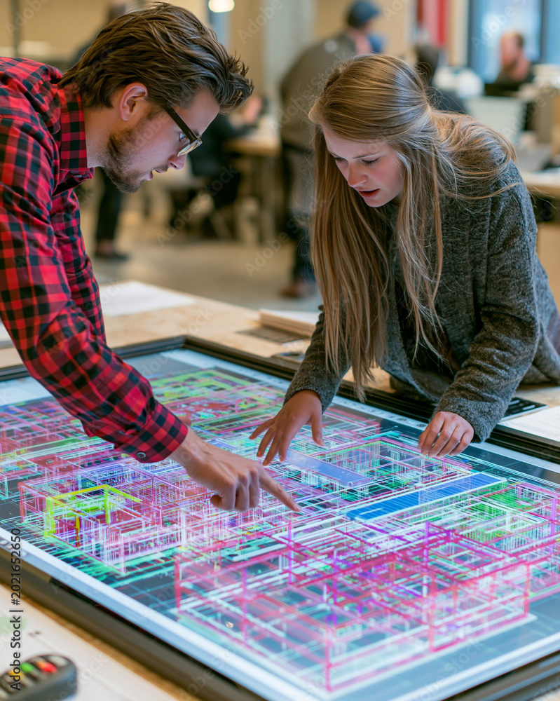 Fototapeta premium Creative Architecture Design Teamwork: Innovation and Collaboration in a Digital Workspace