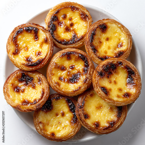 Plate of Traditional Portuguese Egg Tarts