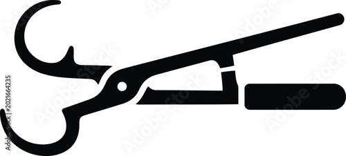Fotografía Black Silhouette Hair Curling Iron Tool Isolated on White Background