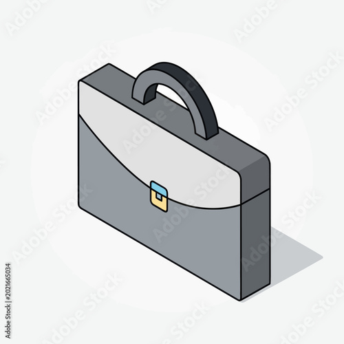 Photos Gray Briefcase with Handle and Lock.
