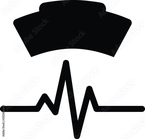 Billede på lærred Black Heartbeat Pulse Icon with Electrocardiogram Line Isolated on White Backgro