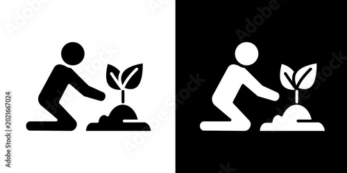 Foto Tree Planting  Icon Set White Glyph Style Collection