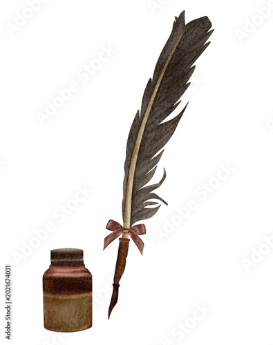 Foto quill and inkwell illustration