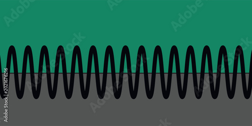 Foto A simple graphic illustration featuring a continuous black wavy line separating a dark teal upper section from a dark grey lower section, creating a minimalist abstract design