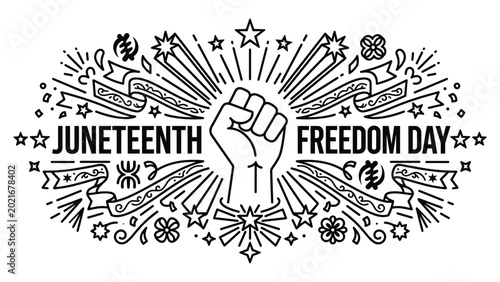 Canvas Print Juneteenth freedom day fist raised symbol vector illustration celebration