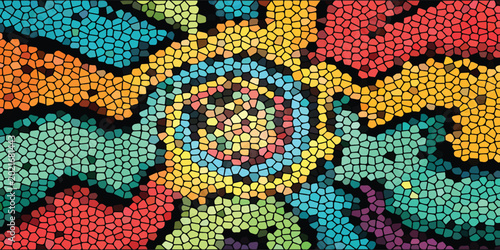 Fotografía Colorful Candy Bead Mosaic Spiral Sunburst Pattern.