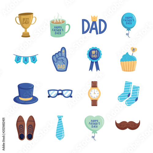 Happy Fathers Day Icon Set Collection

