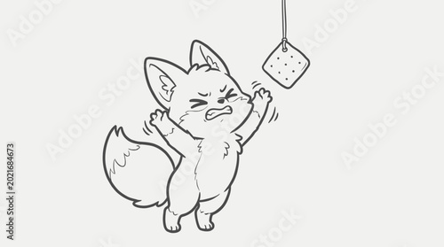 Slika na platnu Cartoon Fox Holding Ice Cream.