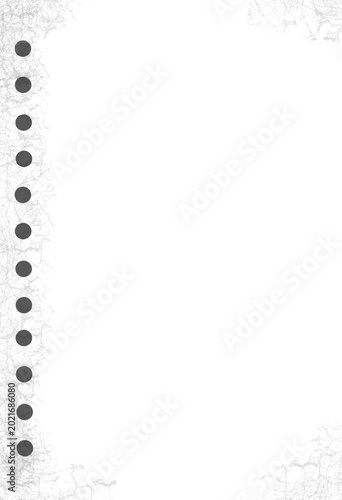 Aesthetic Spiral Notebook Paper Background, Minimalist Blank Sheet with Grunge Edges and Punch Holes for Journaling