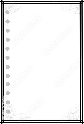 Minimalist Double Border Frame with Punch Holes, Aesthetic Grunge Notebook Sheet Background for Stationery and Digital Design