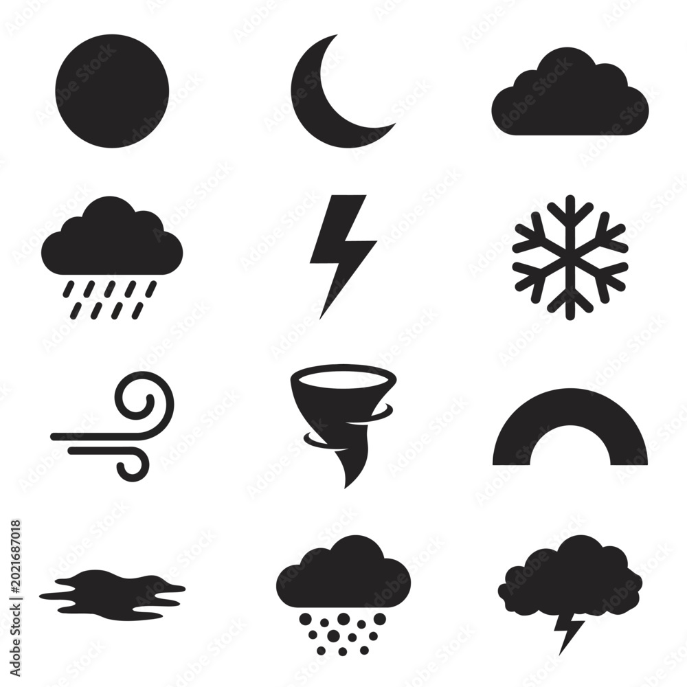 Fototapeta premium weather theme silhouette icon set