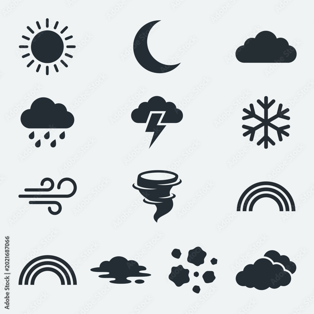 Fototapeta premium weather theme silhouette icon set
