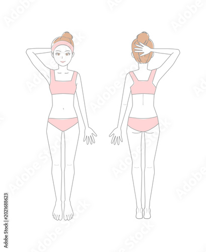 ポーズをとる女性のイラストセット