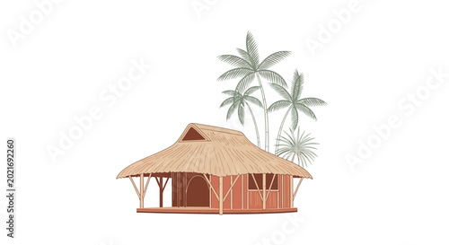 Принти на полотні A hut with a thatched roof.