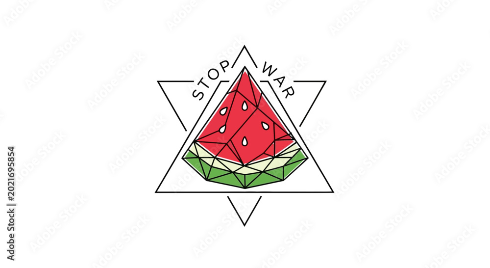 Obraz premium Stop War Watermelon Slice Geometric Design Peace Symbol Triangle