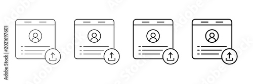 Cuadro en lienzo User Upload Icons Vector Set In Different Stroke Line Style