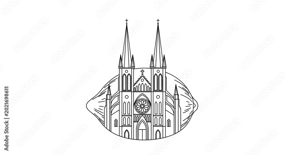 Obraz premium Gothic Cathedral Inside a Walnut Shell, Architectural Symbolism, Abstract Concept