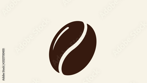 Minimalist flat illustration of a single roasted coffee bean