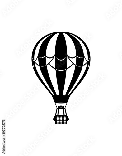 Minimalist Hot Air Balloon with Basket Illustration